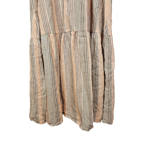 Nine West Linen Tiered Peasant Maxi Dress Halter Striped Cottage Coastal Chic S - Picture 12 of 16